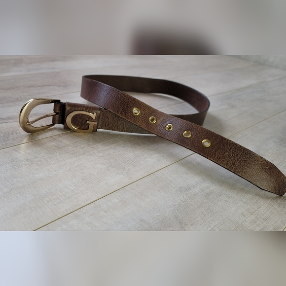 SALE M Genuine Leather Guess Belt Gold Hardware Sz M - Picture 11 of 16